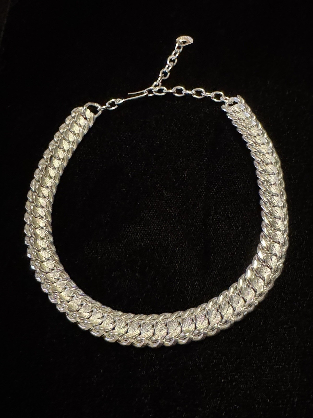 Vintage Western Germany Silver-tone Lightweight Choker Necklace , Wears To 15”