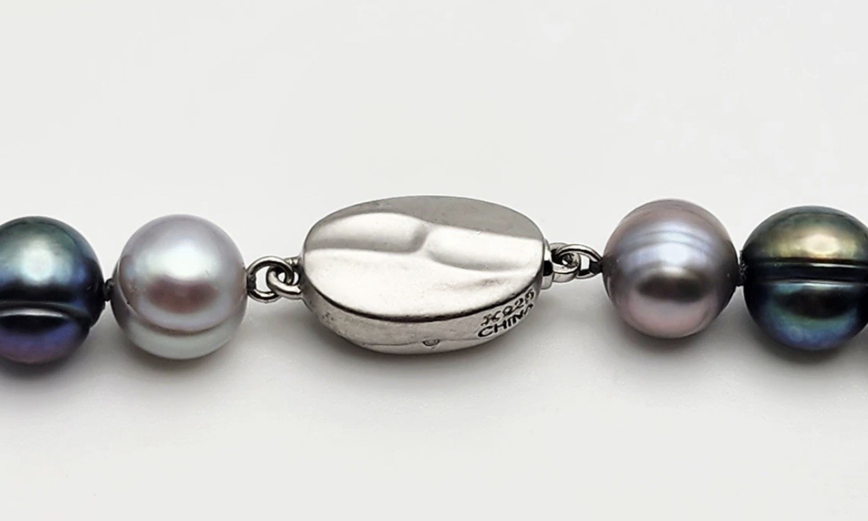 Honora Vintage Sterling Silver Clasped Multicolor 9.5mm Pearl Necklace 16.5 in