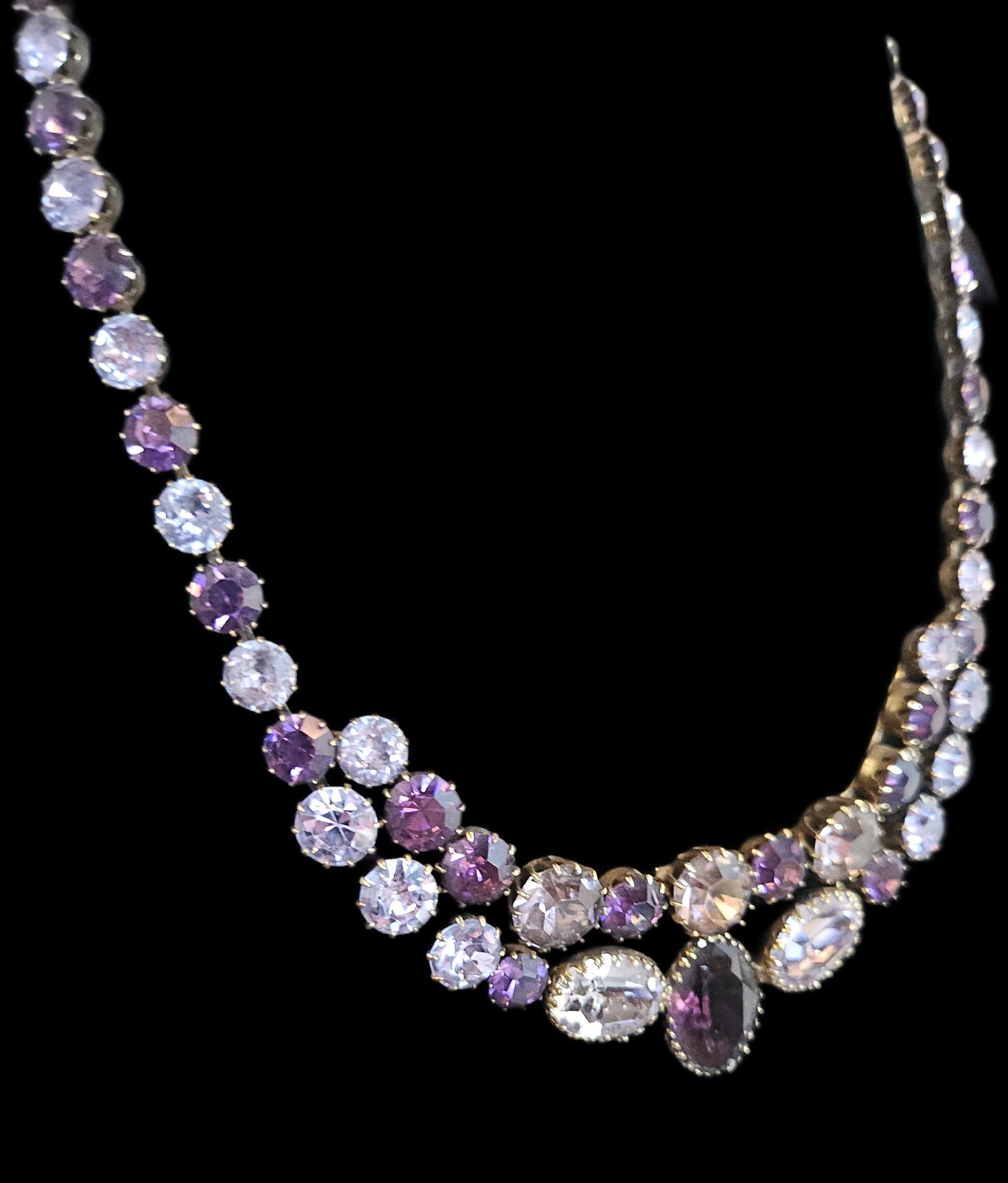 Lavender Purple and Blue Vendome Necklace and Earrings Set 1950s