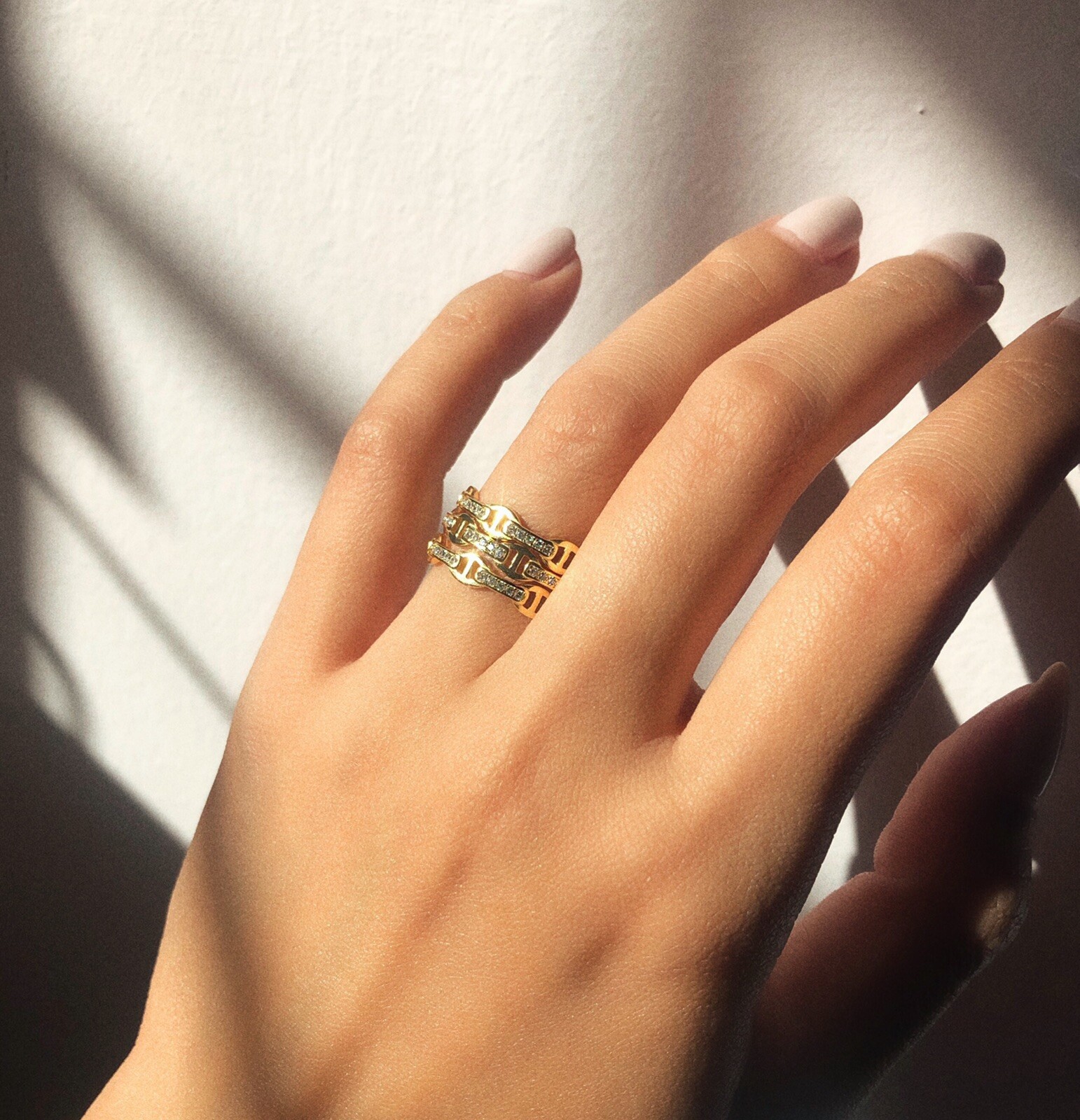 Dainty Anchor Mariner Link Chain Ring 18K Gold Filled Sterling Silver | Size10