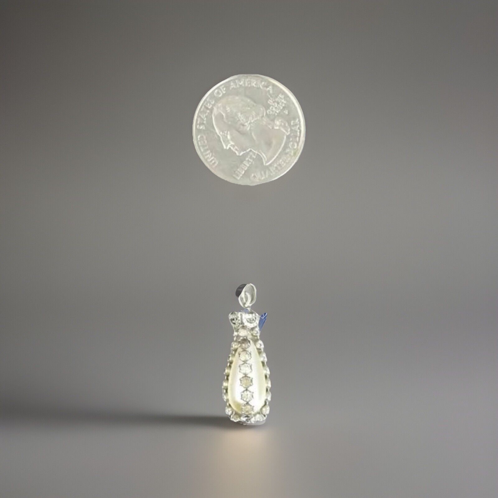 Vintage Sterling Silver Rhinestone And Pearl Pendant