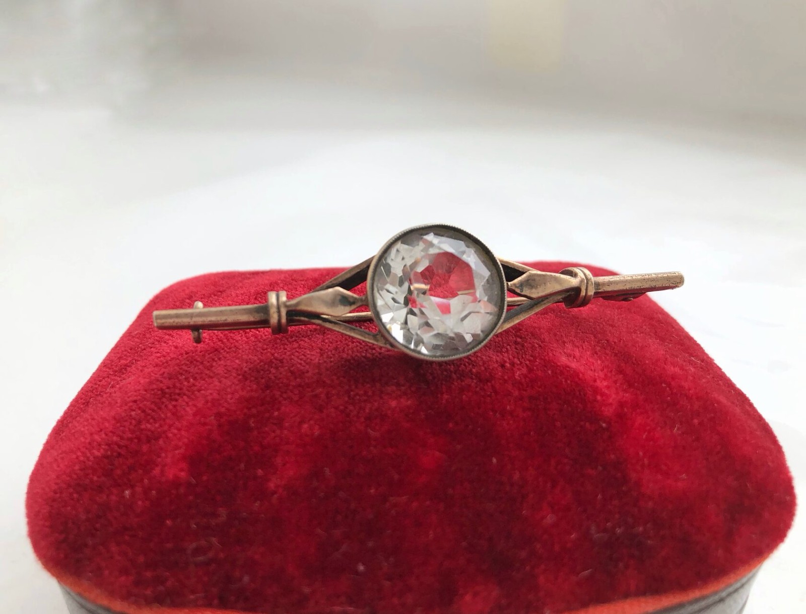 Estate Jewelry Soviet Vintage Brooch Gilt Sterling Silver 875 Rock Crystal USSR