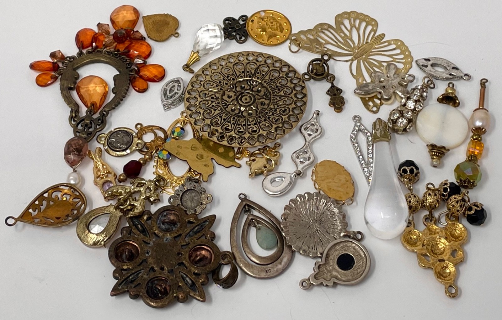 Lot Vtg & Modern Victorian Art Deco Style Pendants Findings Jewelry Craft Ja