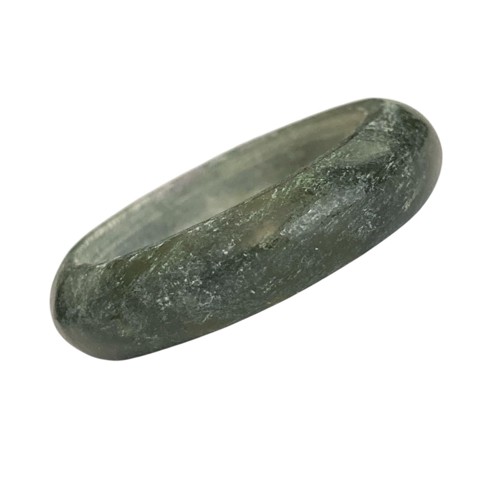 Vintage Natural Dark Green Jade Band Ring Size 9 Semiprecious Thick Stackable