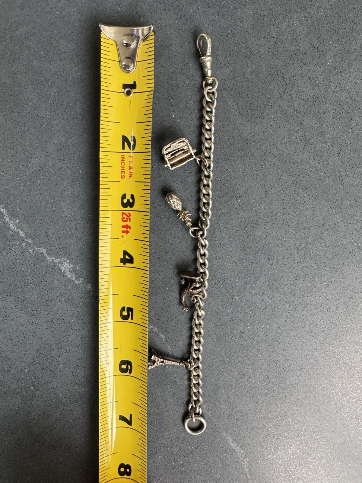Vintage 4 charm silver bracelet
