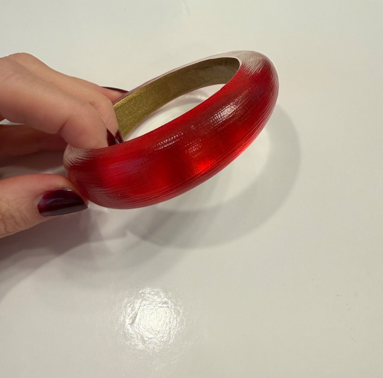 Vintage Alexis Bittar Hand Carved Red Lucite Necklace Bracelet