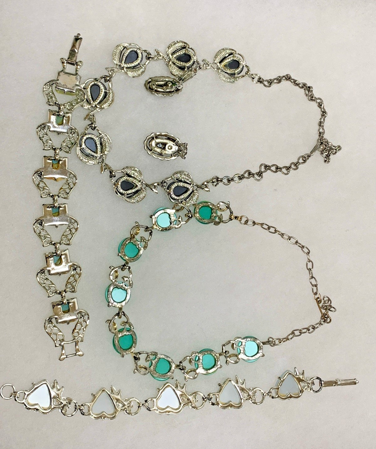 Vintage Cabochon Jewelry Lot Necklaces Bracelets Coro Earrings Retro Cottage