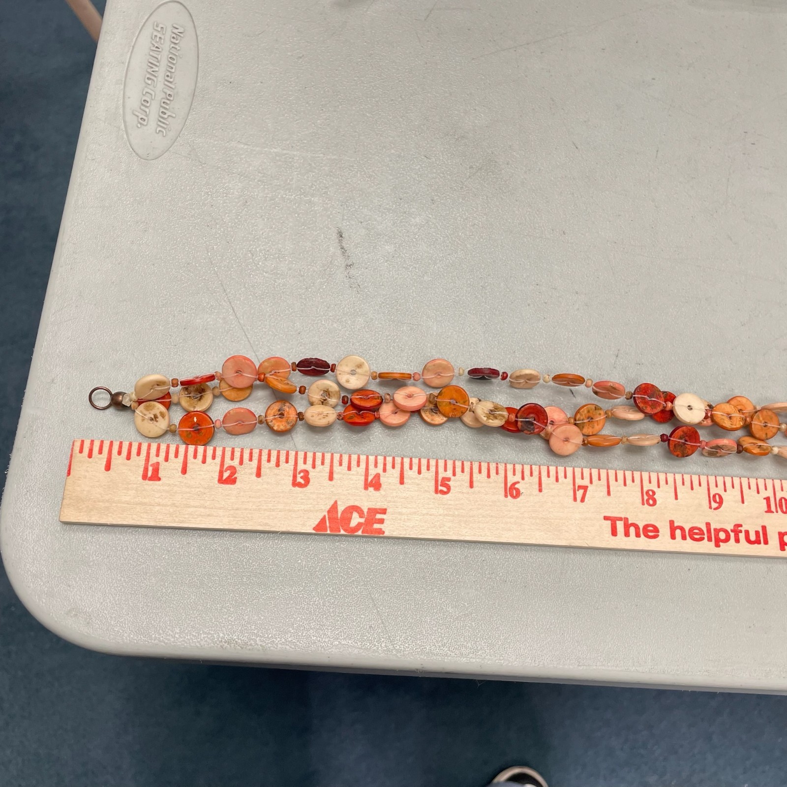 Vintage Multicolor Shell Nugget Nude Dyed Wood Lobster Beaded Necklace – 19″
