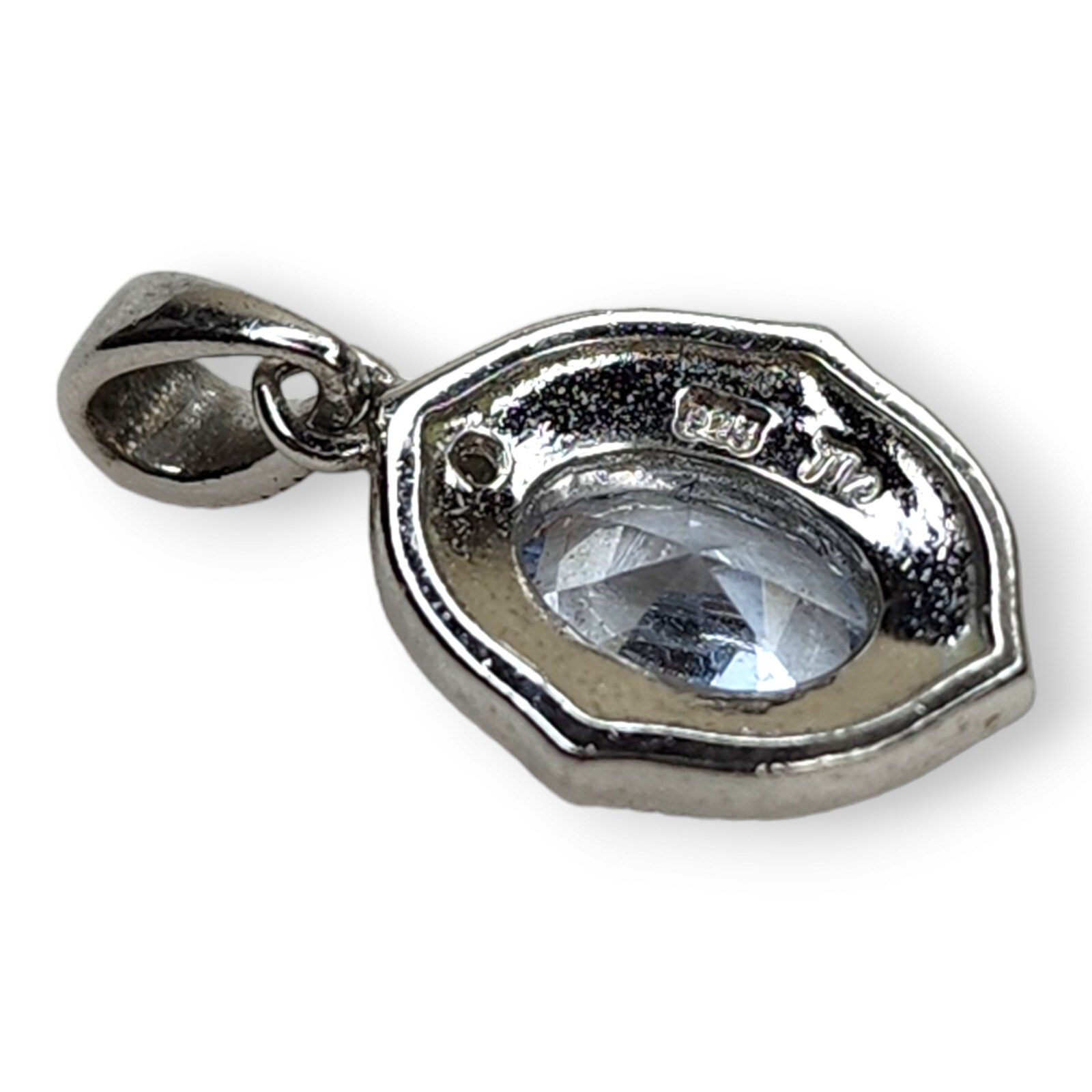 Sterling Silver 925 Faceted Clear Topaz Pendant