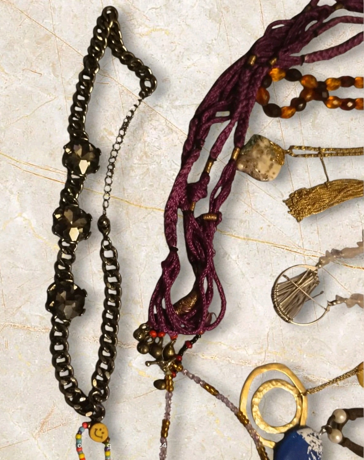 55 Pc Mixed Costume Jewelry Lot Necklaces Bracelets Signed Trifari AE Gwen Boho