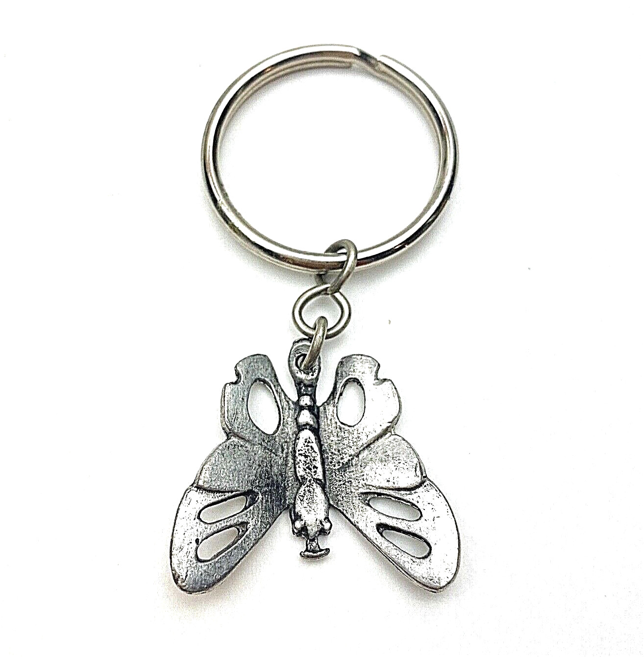 Butterfly Pendant or Key Ring 70’s Scadia Viking Pewter Metal Gift Vintage