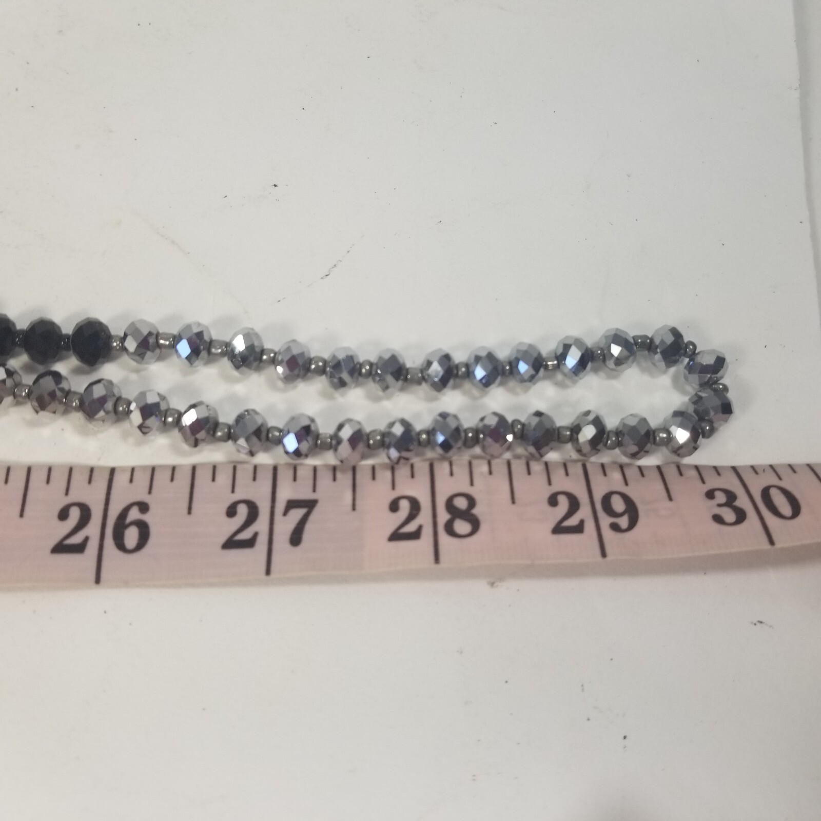 Vintage Silver Tone Black Faceted Rhinestone Beaded Statement Necklace