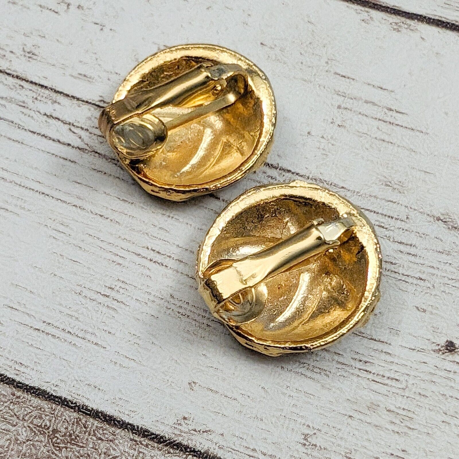 Vintage Clip On Earrings – Different Shades of Brown with Gold Tone Crossover
