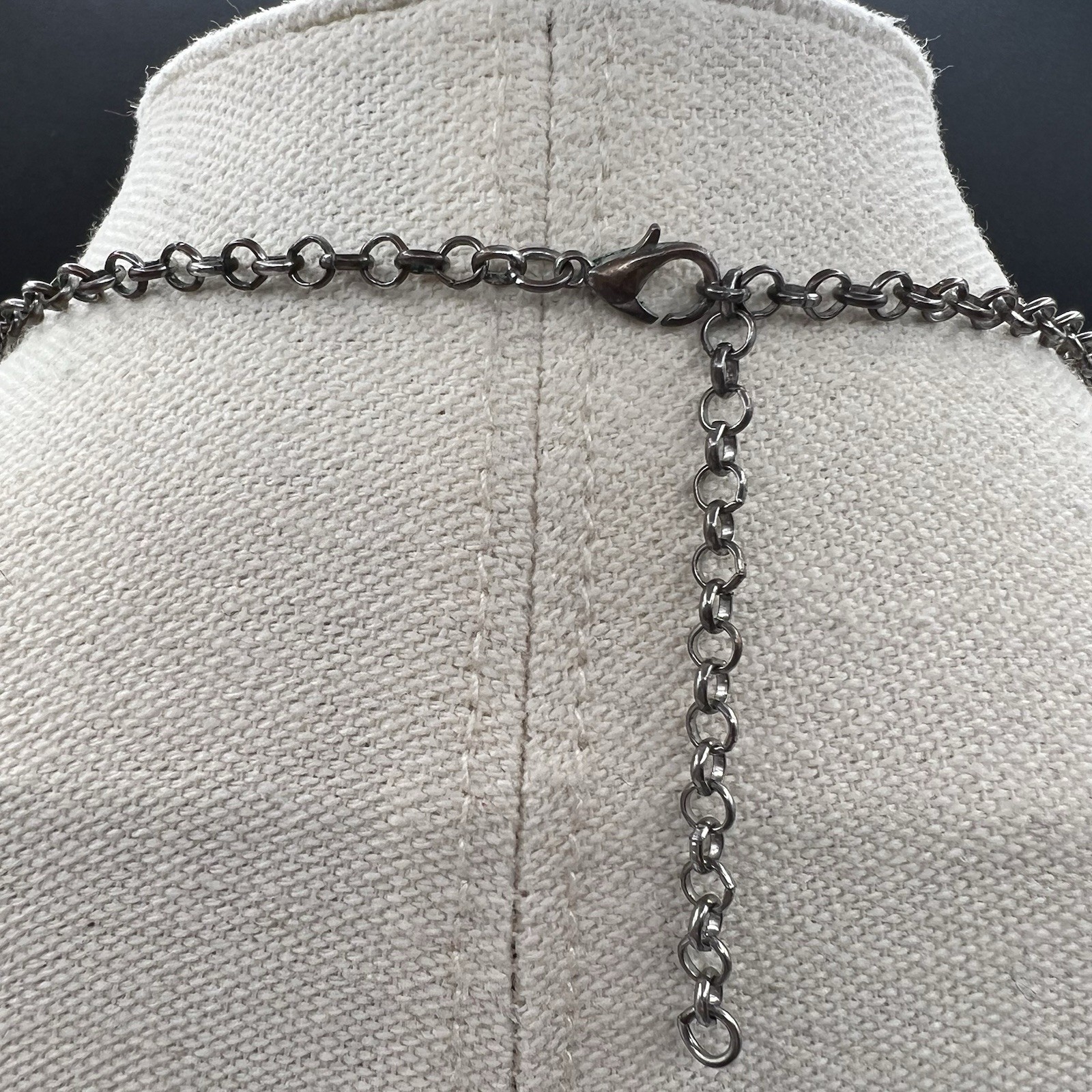 Vintage Brutalist Bib Necklace Silver Tone Disc Fringe Statement Adjustable