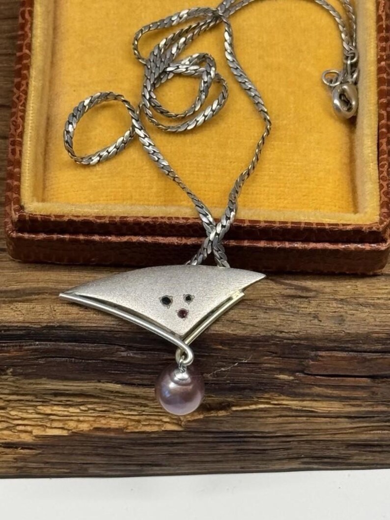 K&L Kordes Lichtenfels neckace pendant 925 Sterlingsilber Sapphire ruby Pearl