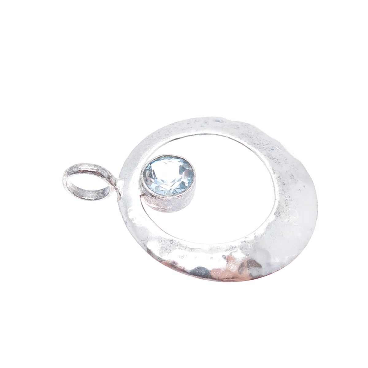 DOMINIQUE DINOUART Sterling Silver Vintage Mexico Blue Topaz Crescent Pendant