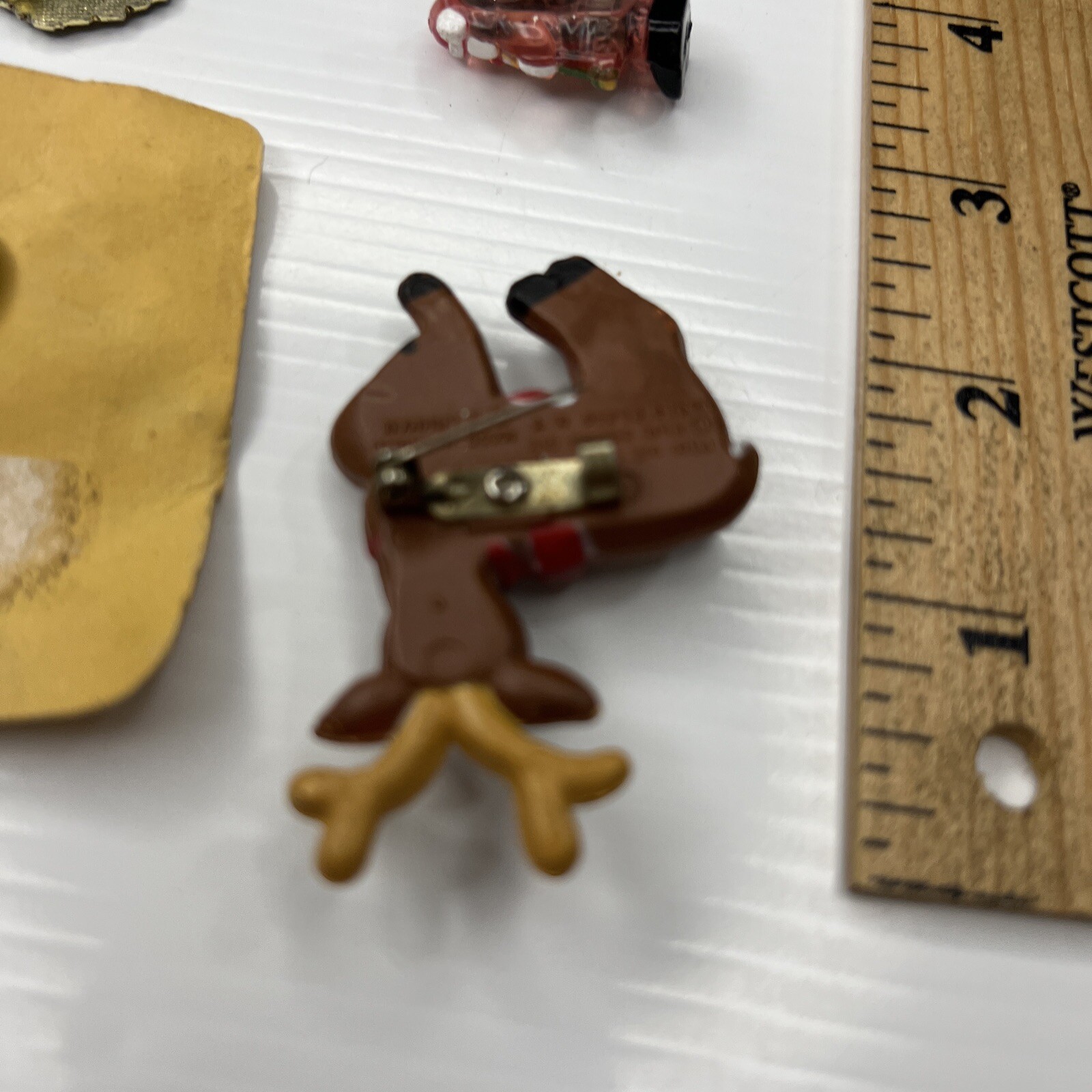 H4 Lot fun world reindeer bow Santa Wreath Christmas Vintage retro brooch pin