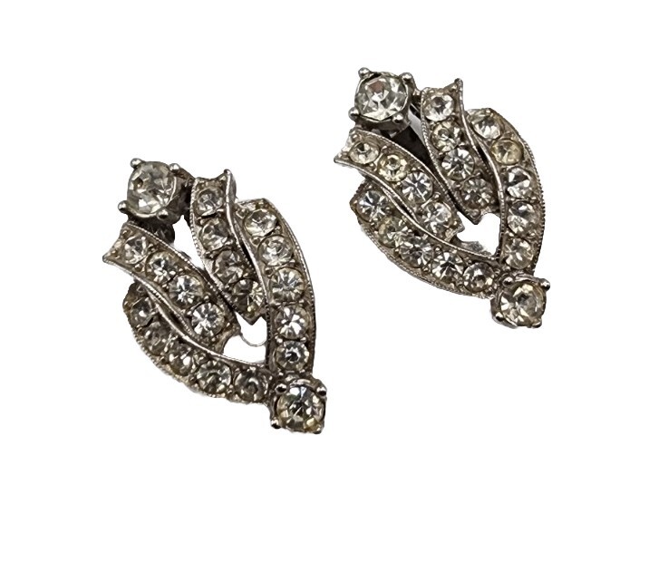 Vintage Art Deco Rhinestone Geometric Luxurious Sparkle Silver Tone Clear Vogue