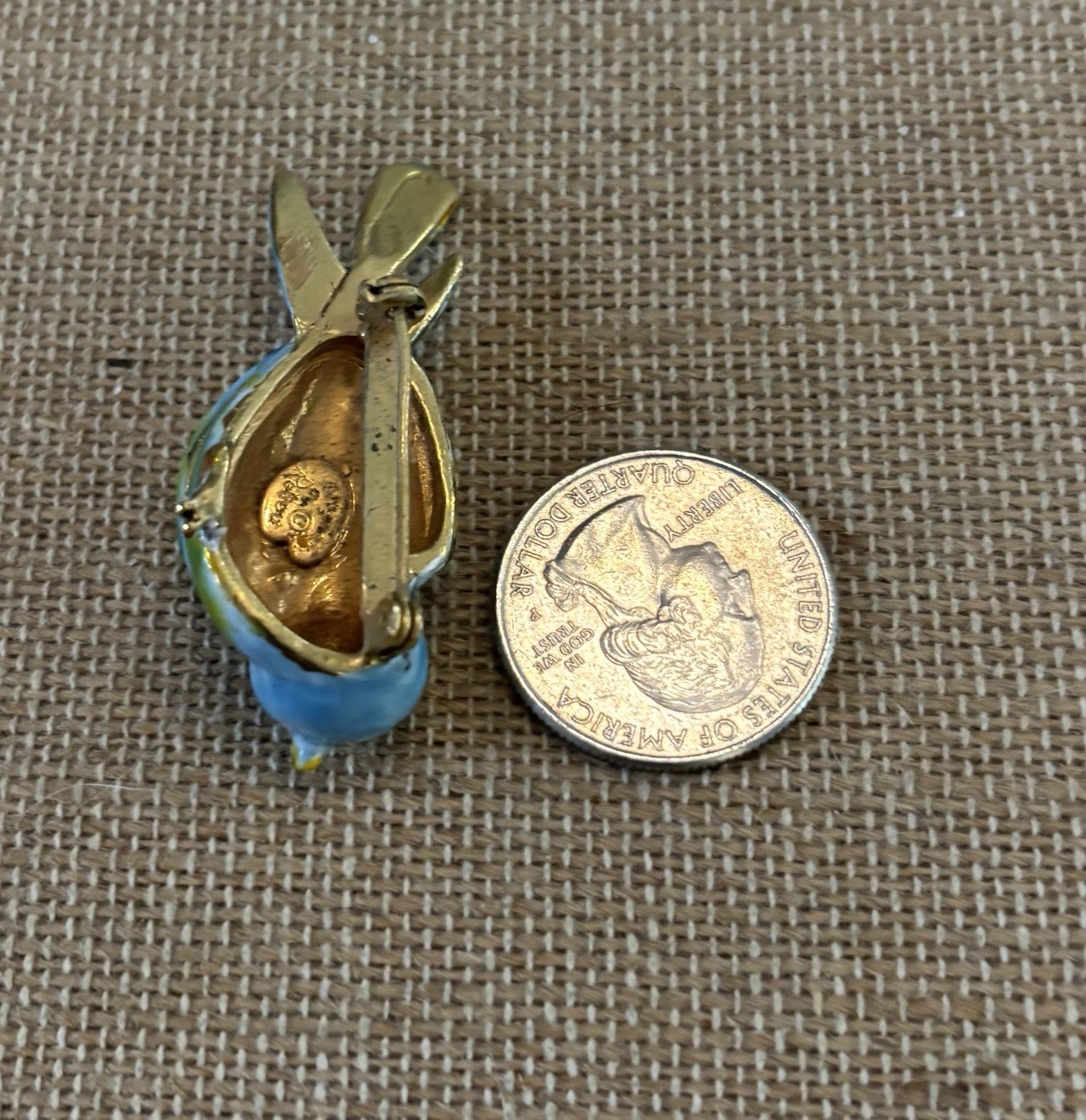 Original By Robert Blue Enamel Bird Brooch Pin Signed