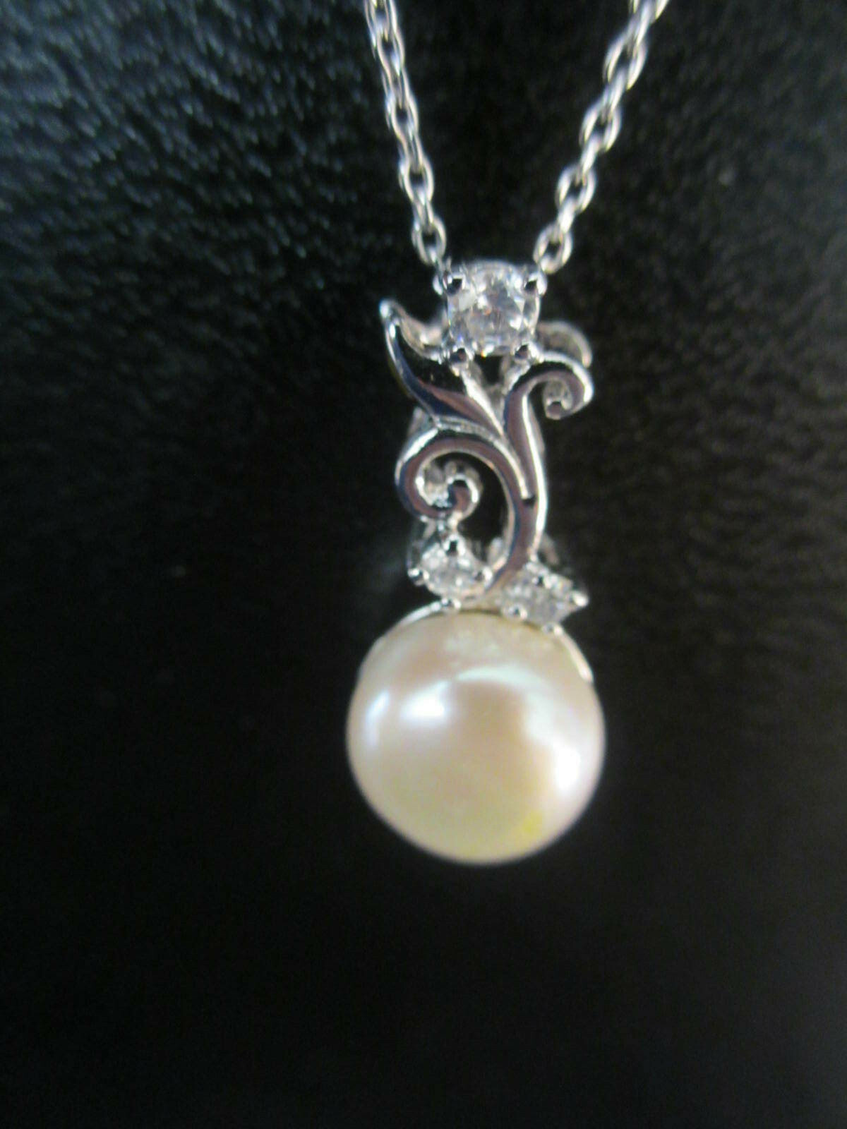 Sterling Silver Simulated Pear & Diamond Pendant Beautiful!!!