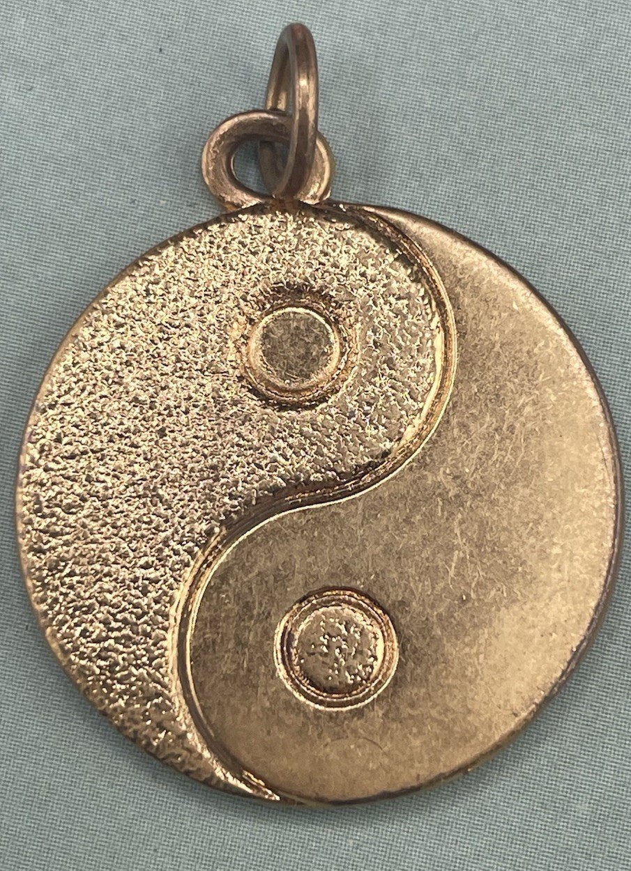 Vintage Dove Of Peace Ying Yang Medallion Double Sided Pendant Rare