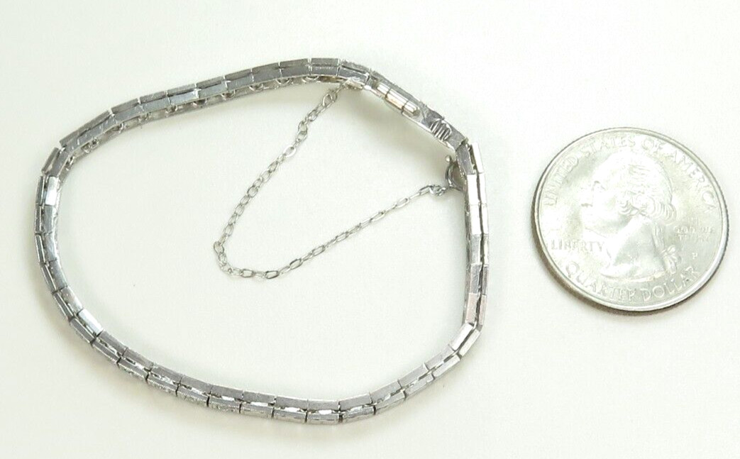 Antique 1920’s Add Diamond Straight Line Bracelet Platinum 7″ Long 0.144″ Width
