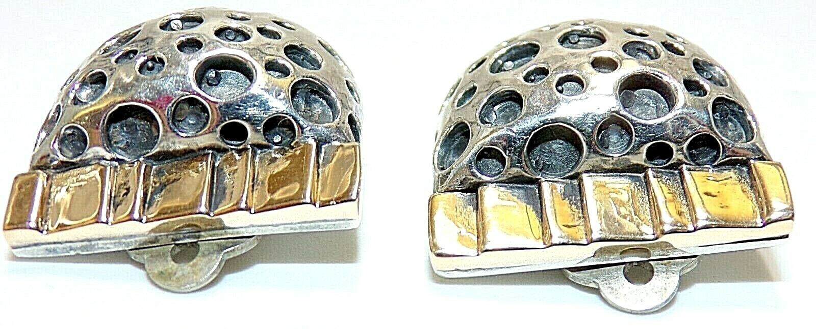 AMAZING DIAN MALOUF Signed 14K YELLOW GOLD & Sterling Silver CLIP ON EARRINGS