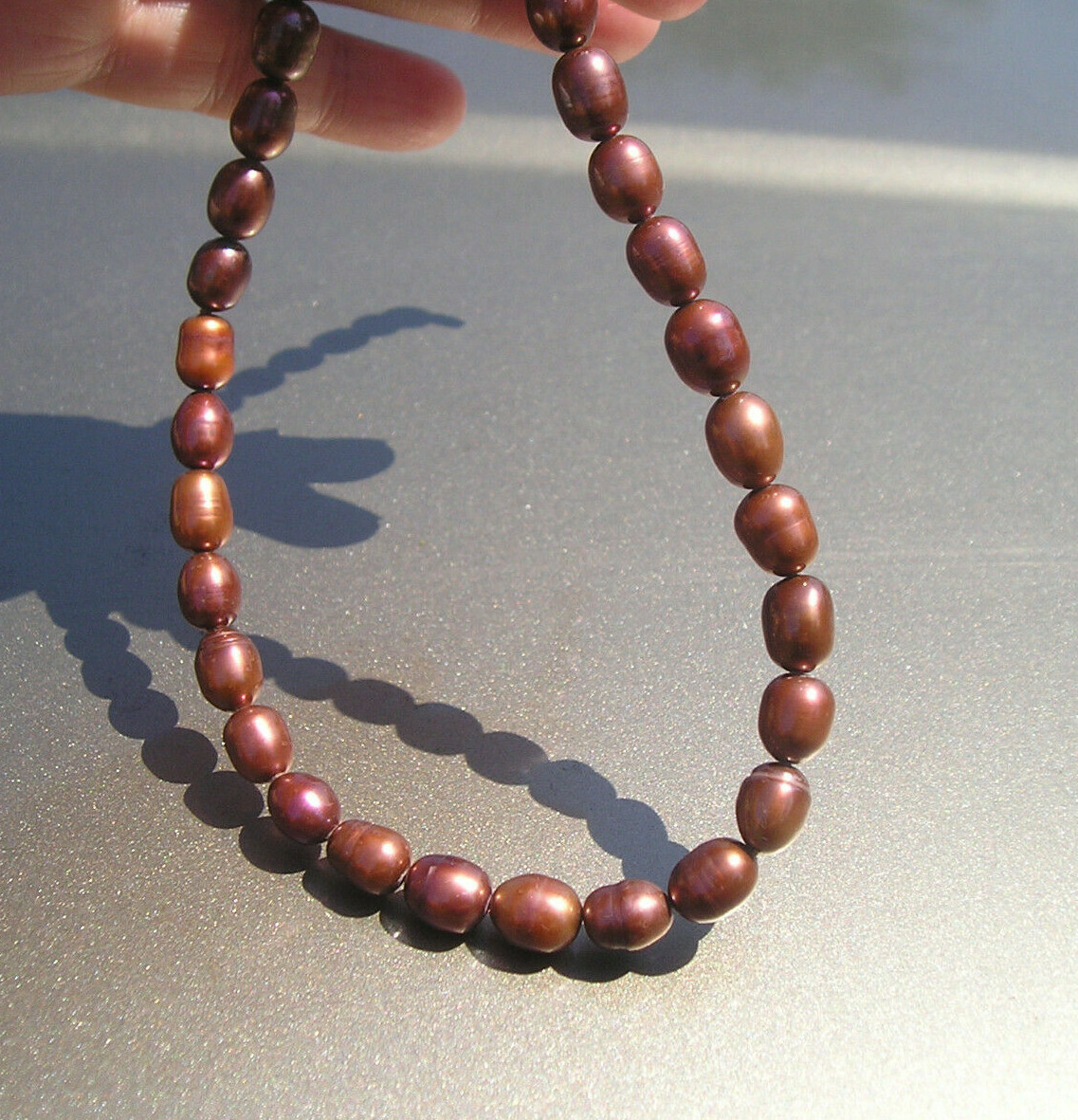Pretty Brown Fresh Water Pearl Sterling 925 GSJ Necklace 20 1/4″
