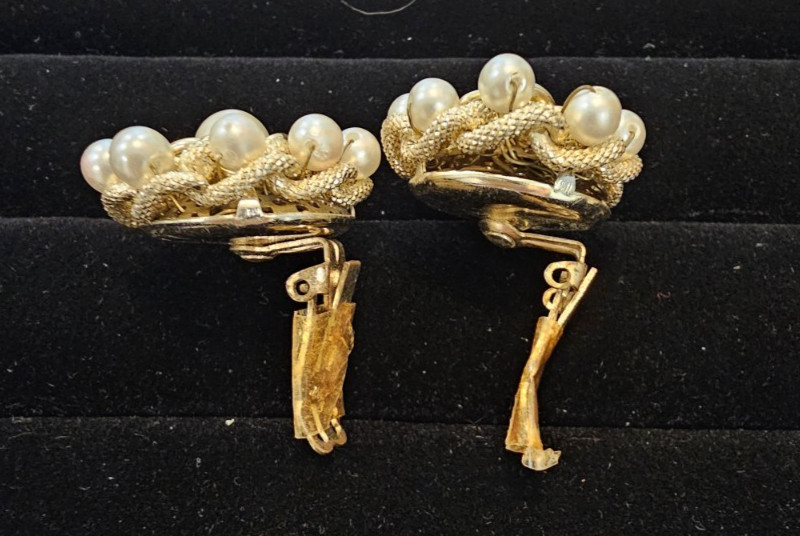 3 Pair of Clip or Screw Back Vintage Earrings and Brooch