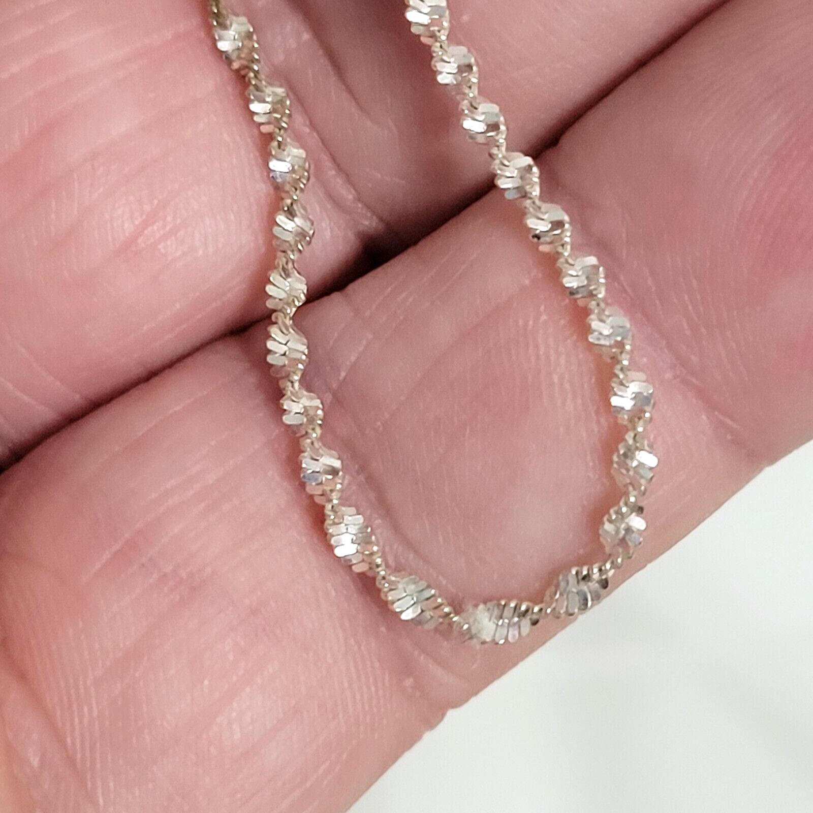Vintage HAN 925 Italy Sterling Silver Bracelet 7.5″ Dainty Twist Chain 1.7g