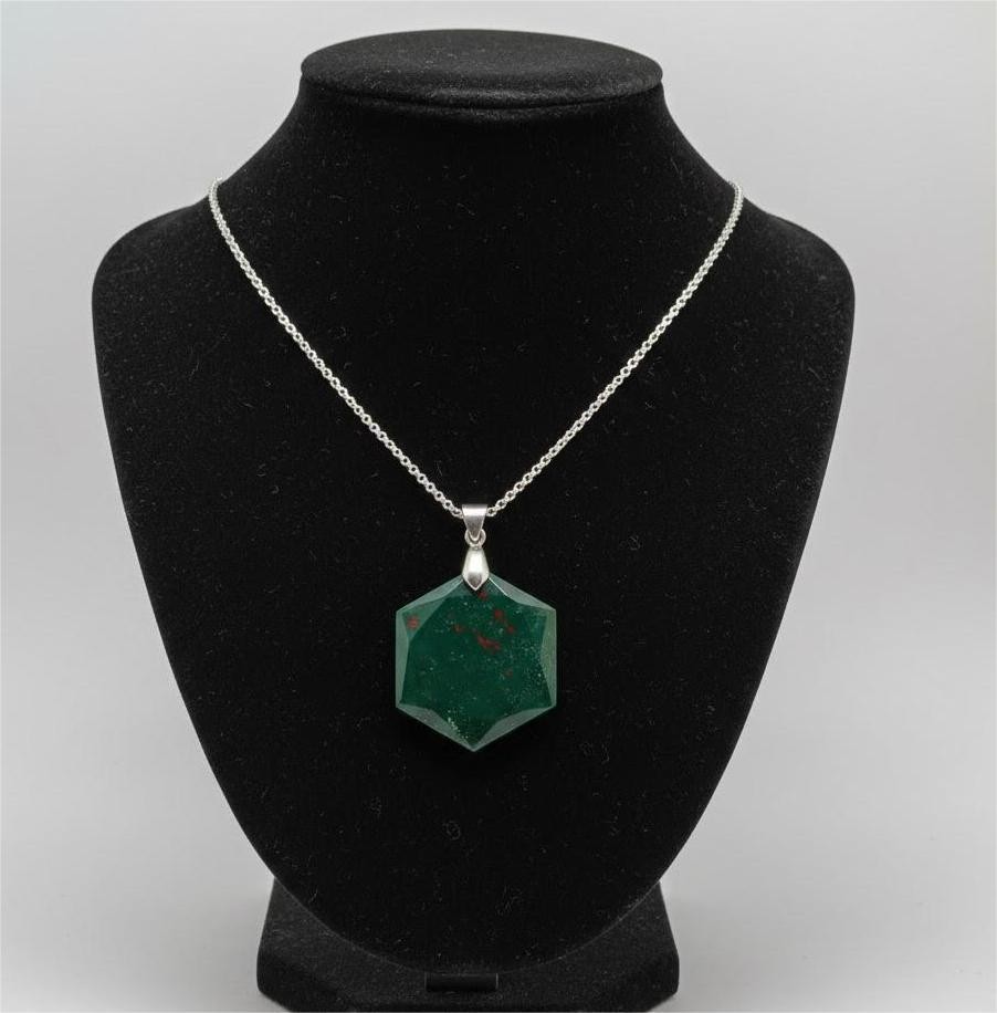 Bloodstone Hexagon Certified Pendant Necklace | Handmade Healing Crystal Jewelry