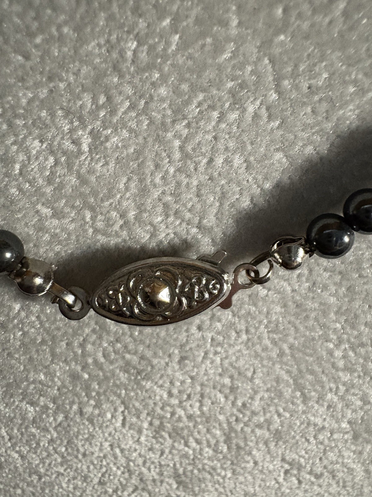 Vintage Metal Beaded Necklace With Fish Hook Clasp