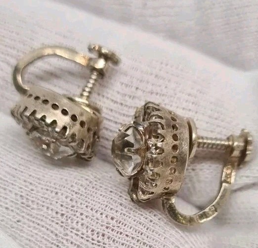 Rare Vintage Earrings, Clips Silver 875 USSR gilt 1927-1955