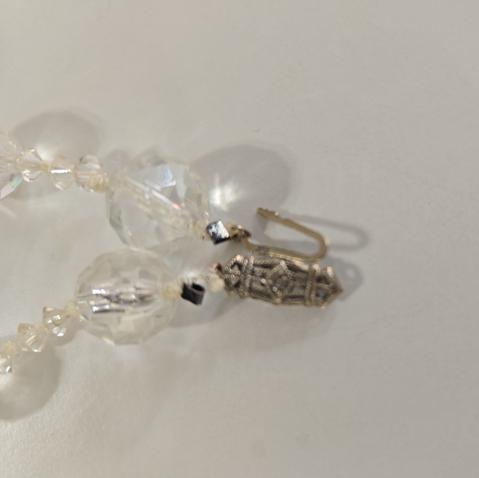 Antique Faceted Crystal Necklace 10KTS, 10K White Gold Clasp, 22 inch length