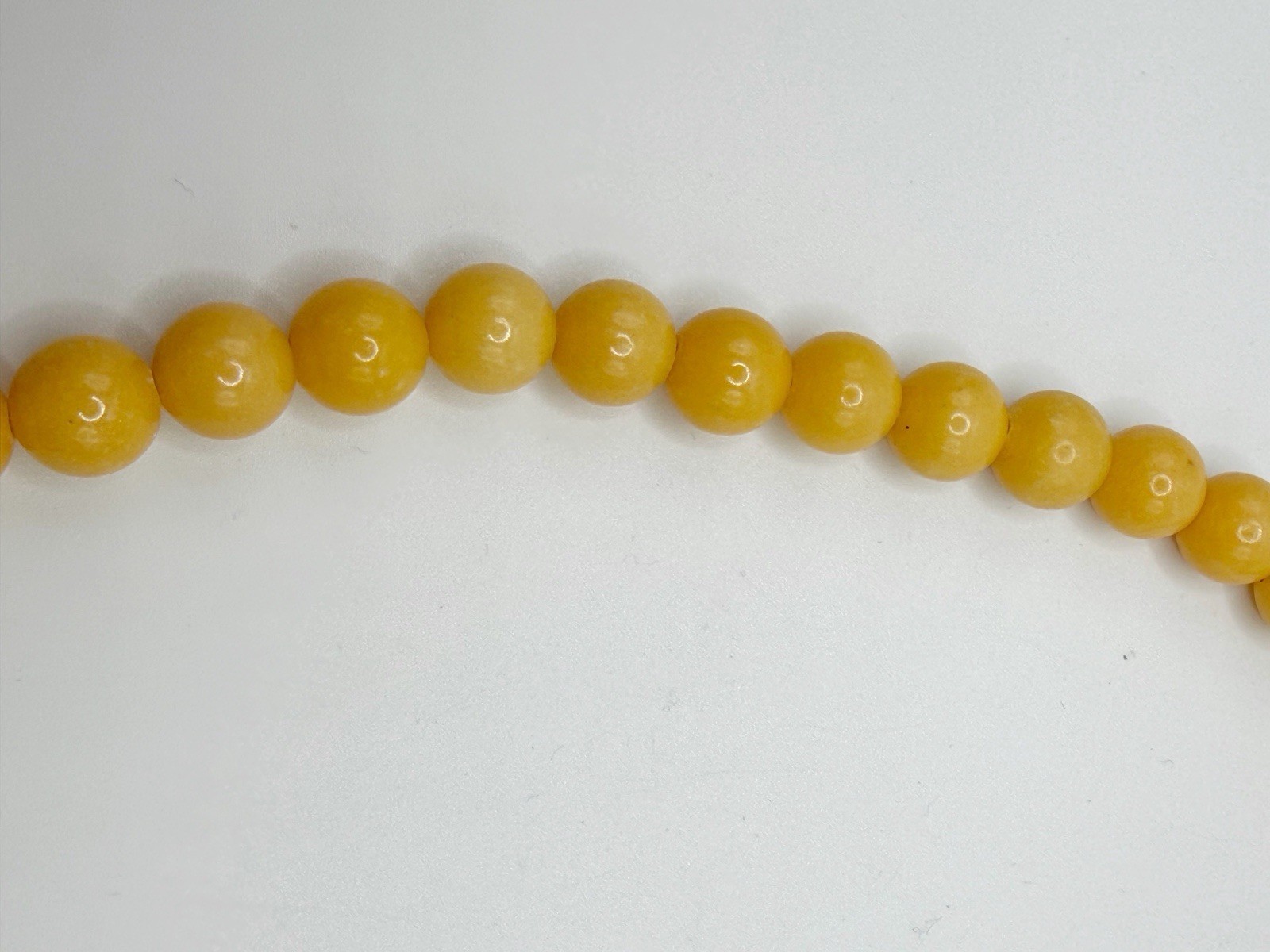 Yellow Jade Jadeite Beaded Necklace With Yellow Cloisonne Pendant 17”