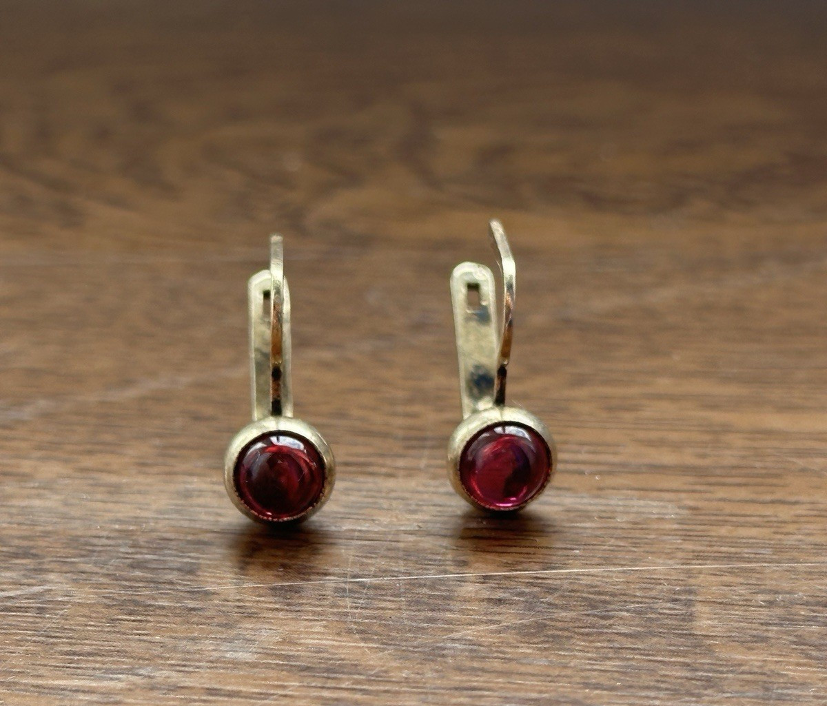 Vintage Soviet Sterling Silver 875 Rose Ruby Corundum Earrings Woman USSR
