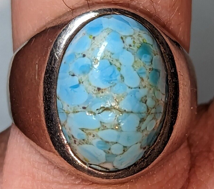 VINTAGE BLUE STONE STERLING SILVER RING SIZE 11 SIGNED RCD 925 MEX