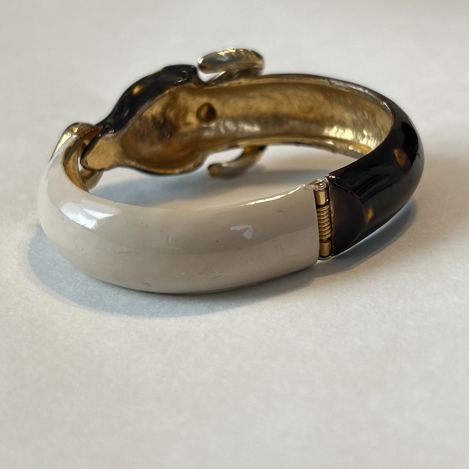 Vintage Original by Robert Ram Head Enamel Hinged Clamper Bracelet Aries Signed