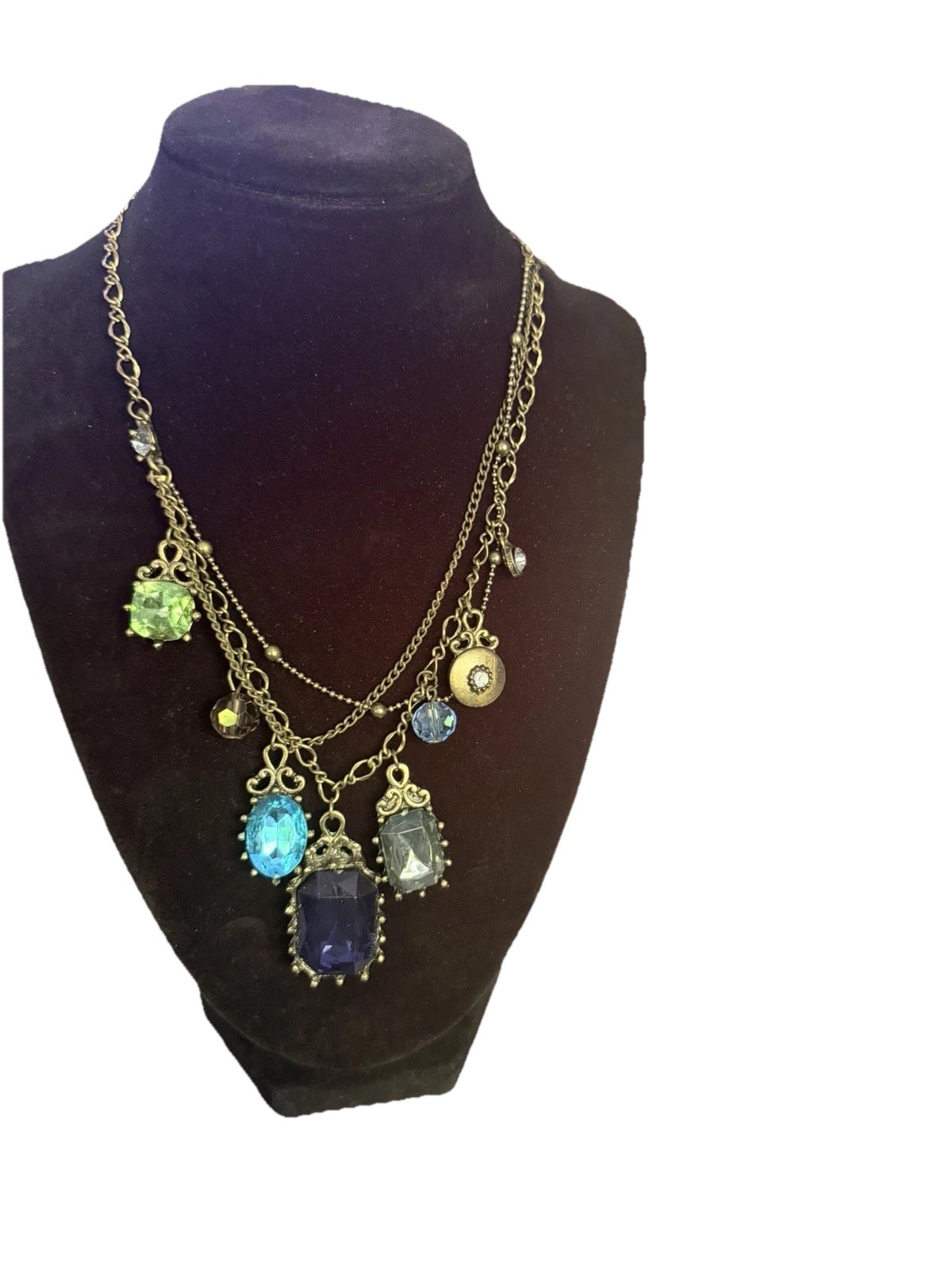 Vintage-style multi-strand charm necklace 16 Inches