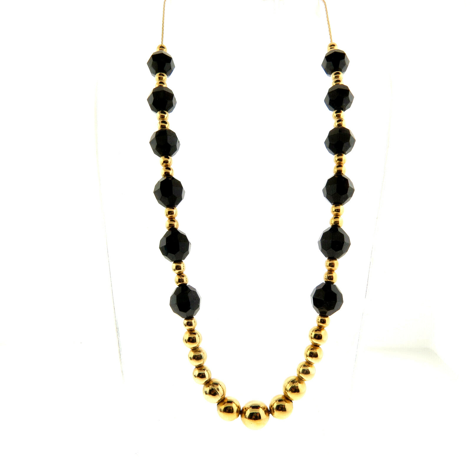 Park Lane Beaded Necklace in Black Gold 10 mm 17.5″