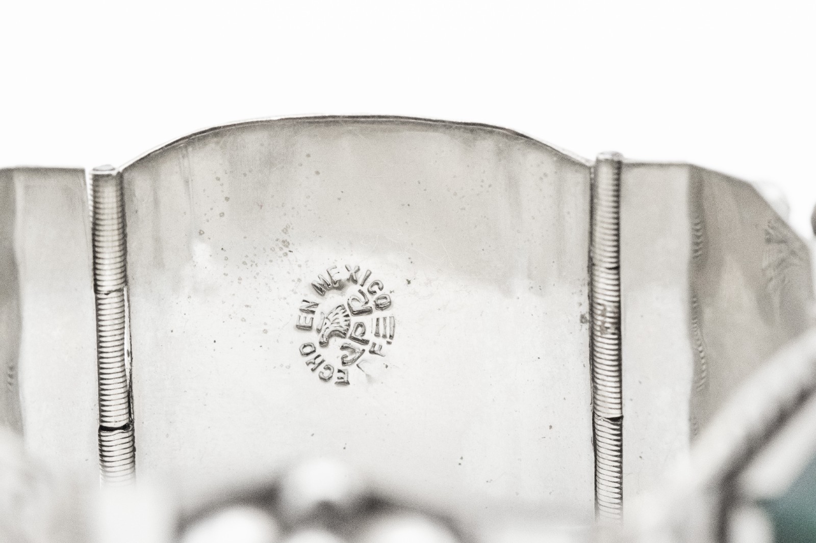 Vintage Sterling Silver Mexico Taxco Aztec Bracelet Mexico Repousse Cuff JPR