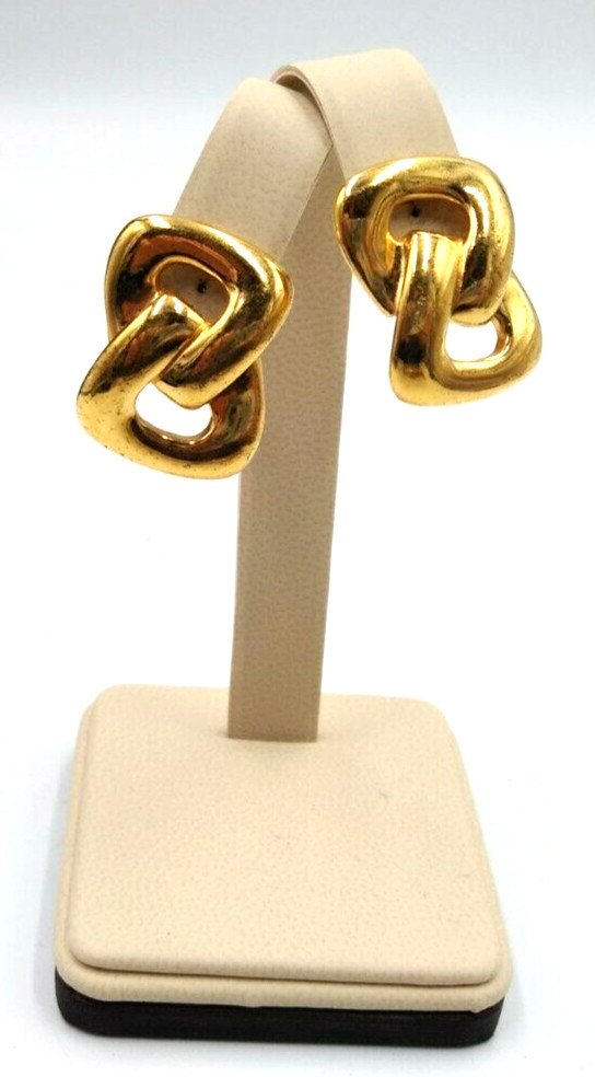 Vintage 1980’s Napier Gold Tone Figure 8 Knot Adjustable Clip-On 1″ Earrings