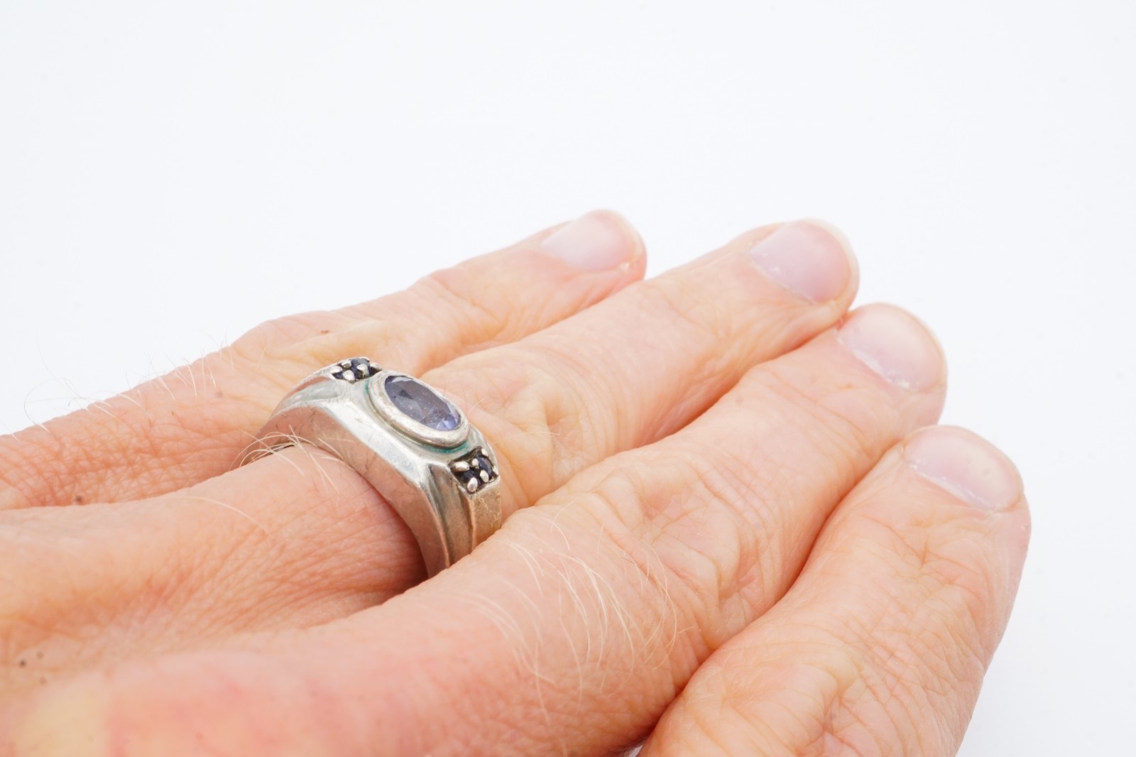 Vintage Sterling Silver 925 Iolite Sapphire Ring Size 9.75 Mens