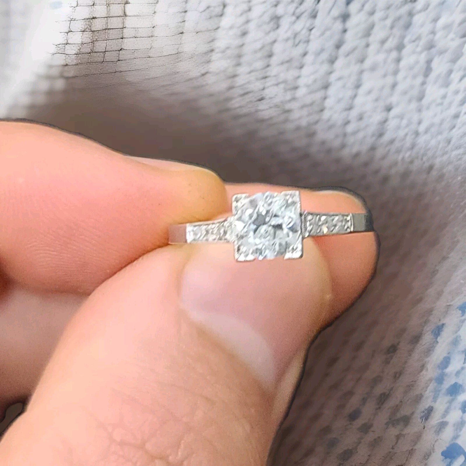 Platinum Vintage Filigree Engagement Ring 0.78ct. Natural Euro Cut Round Diamond