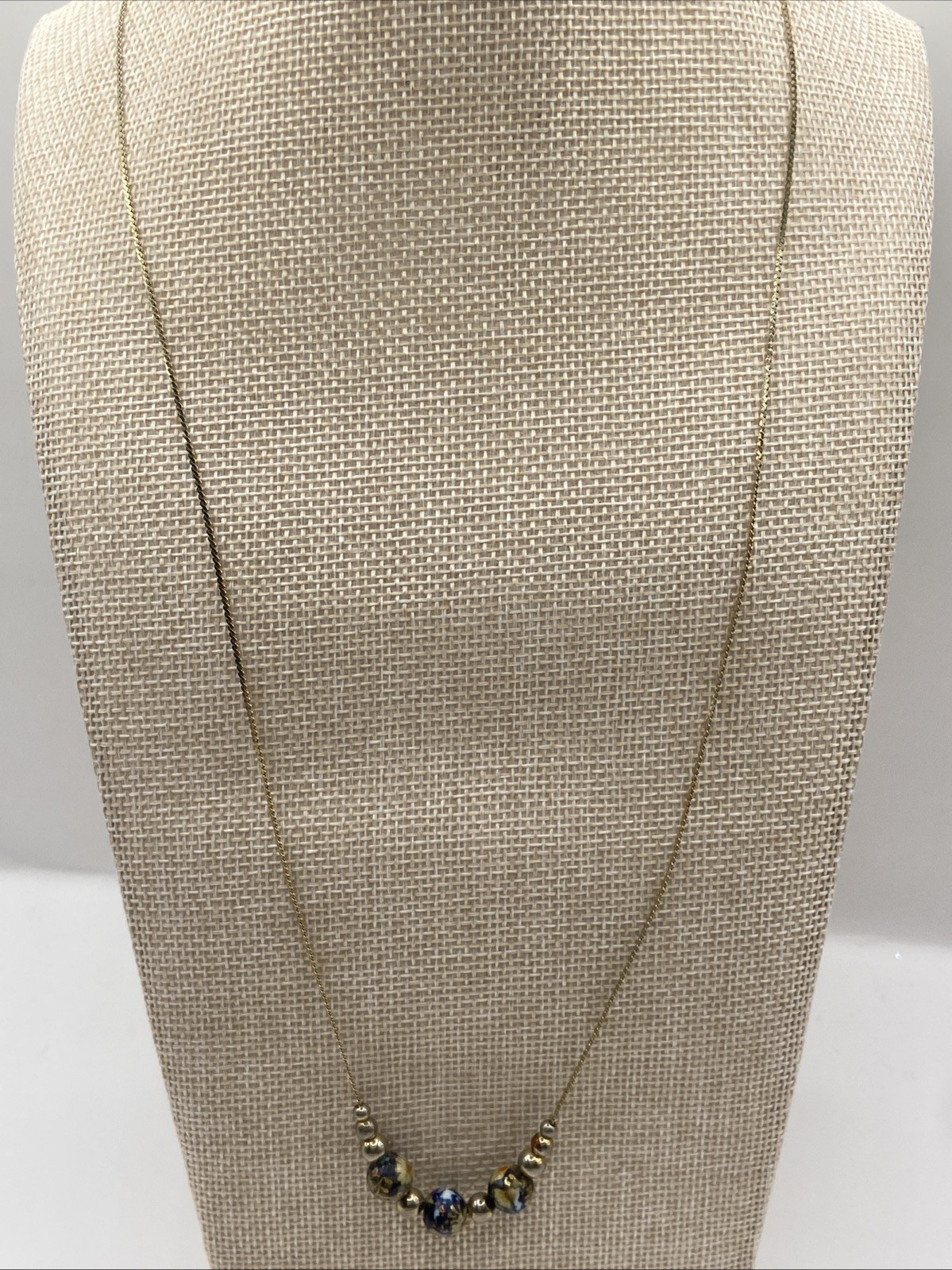 2.97 Vintage necklace, gold tone, chain, cloisonne charms