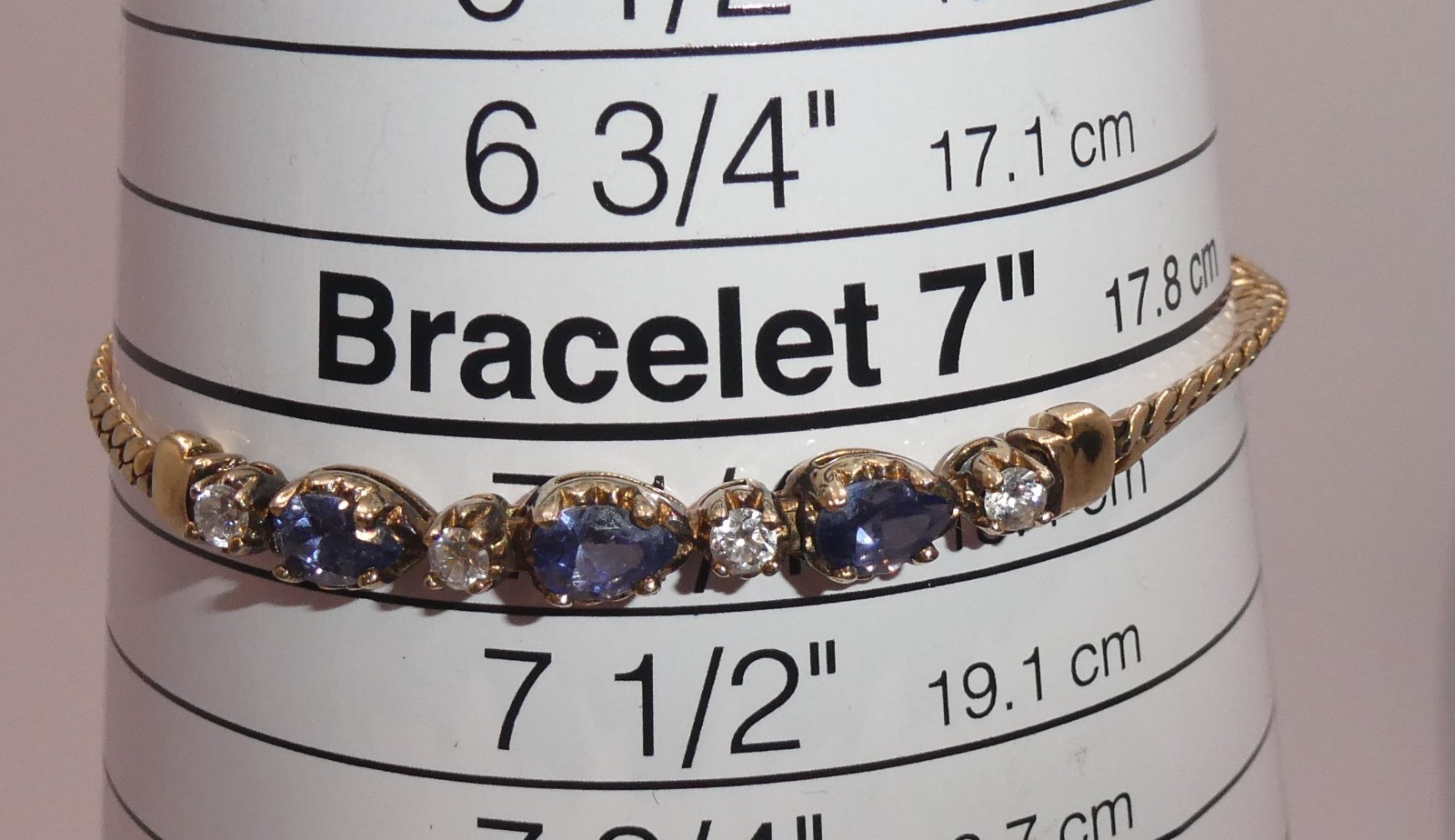 ADI 925 Sterling Silver Gold QVC Designer Iolite Gemstone Tennis Bracelet 7 1/4”