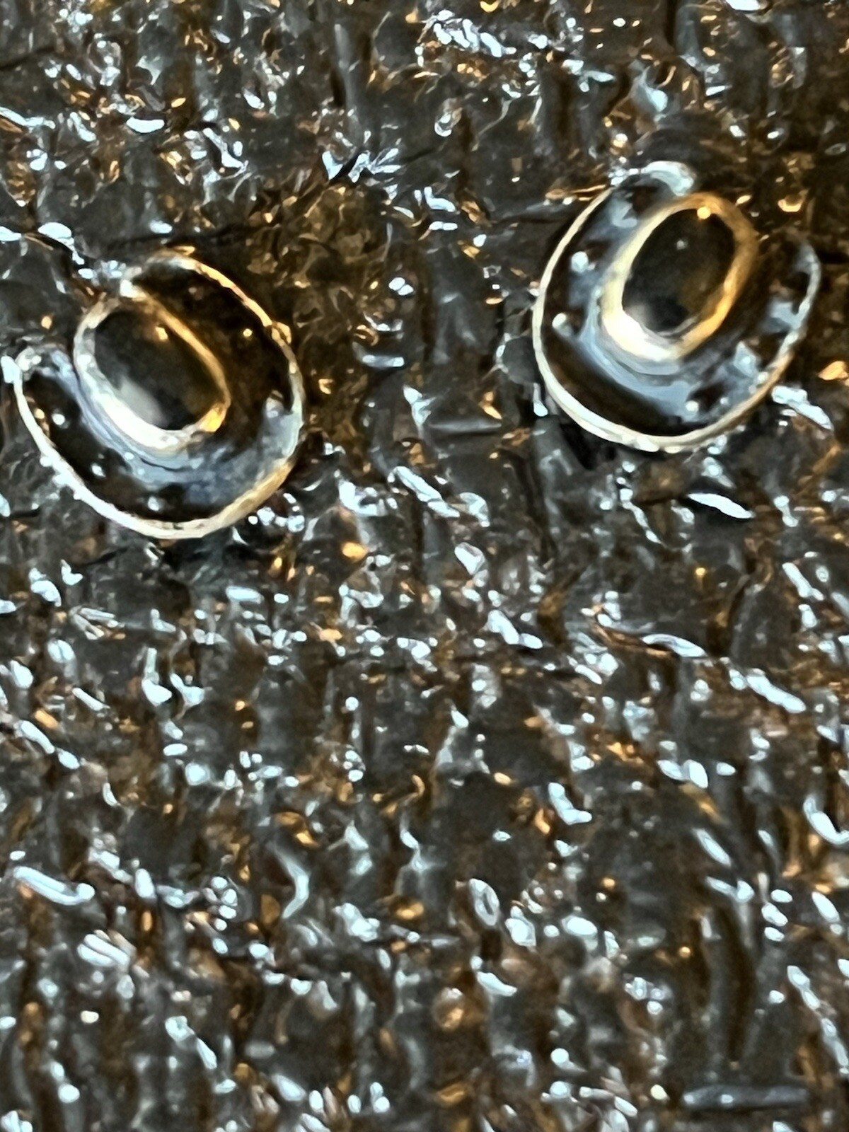 Pierced Earrings. Unknown Metal And Or Stones. Black Stone. Silver Tone Metal