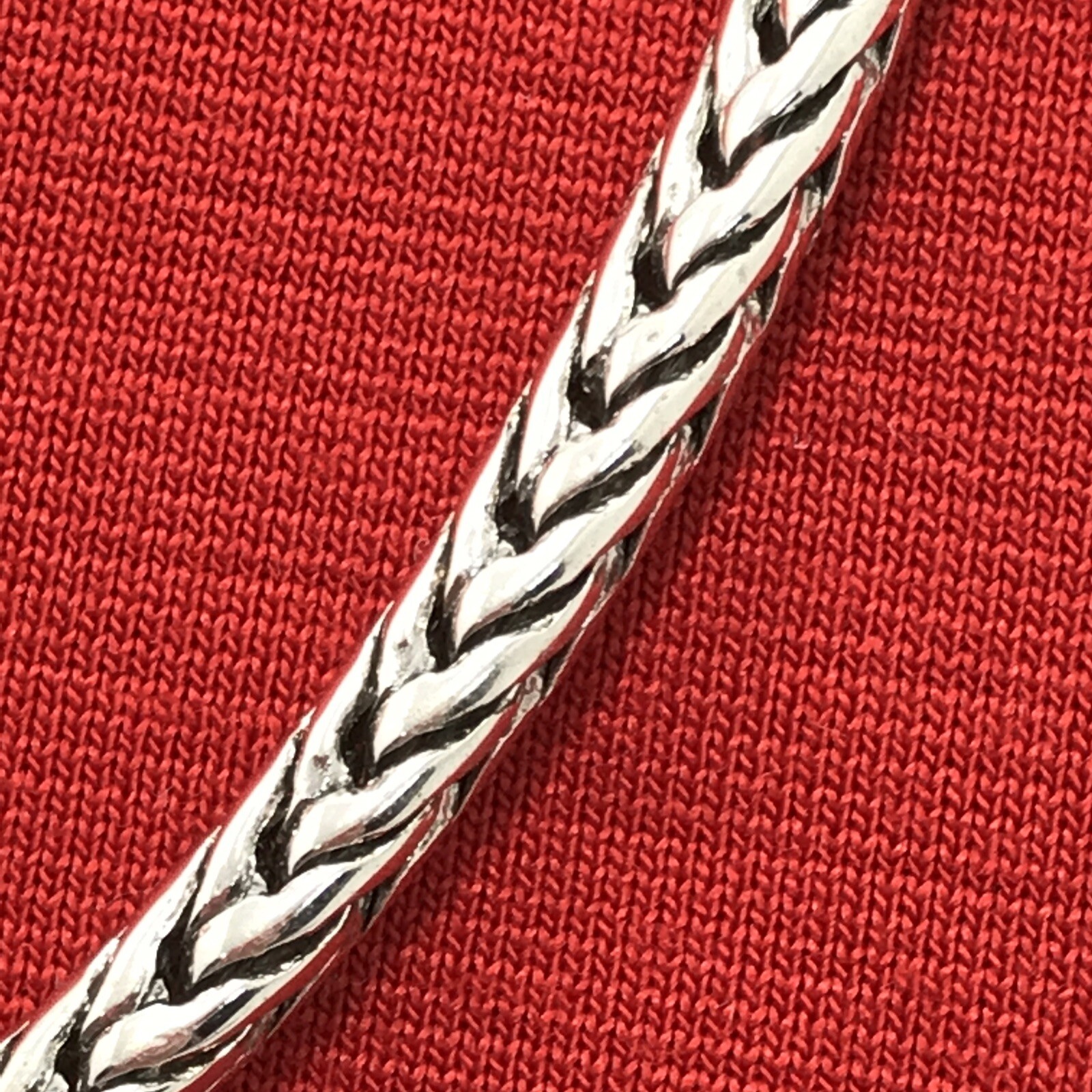 Vintage 4 mm Silver tone 18″ Spiga / Wheat Chain Necklace
