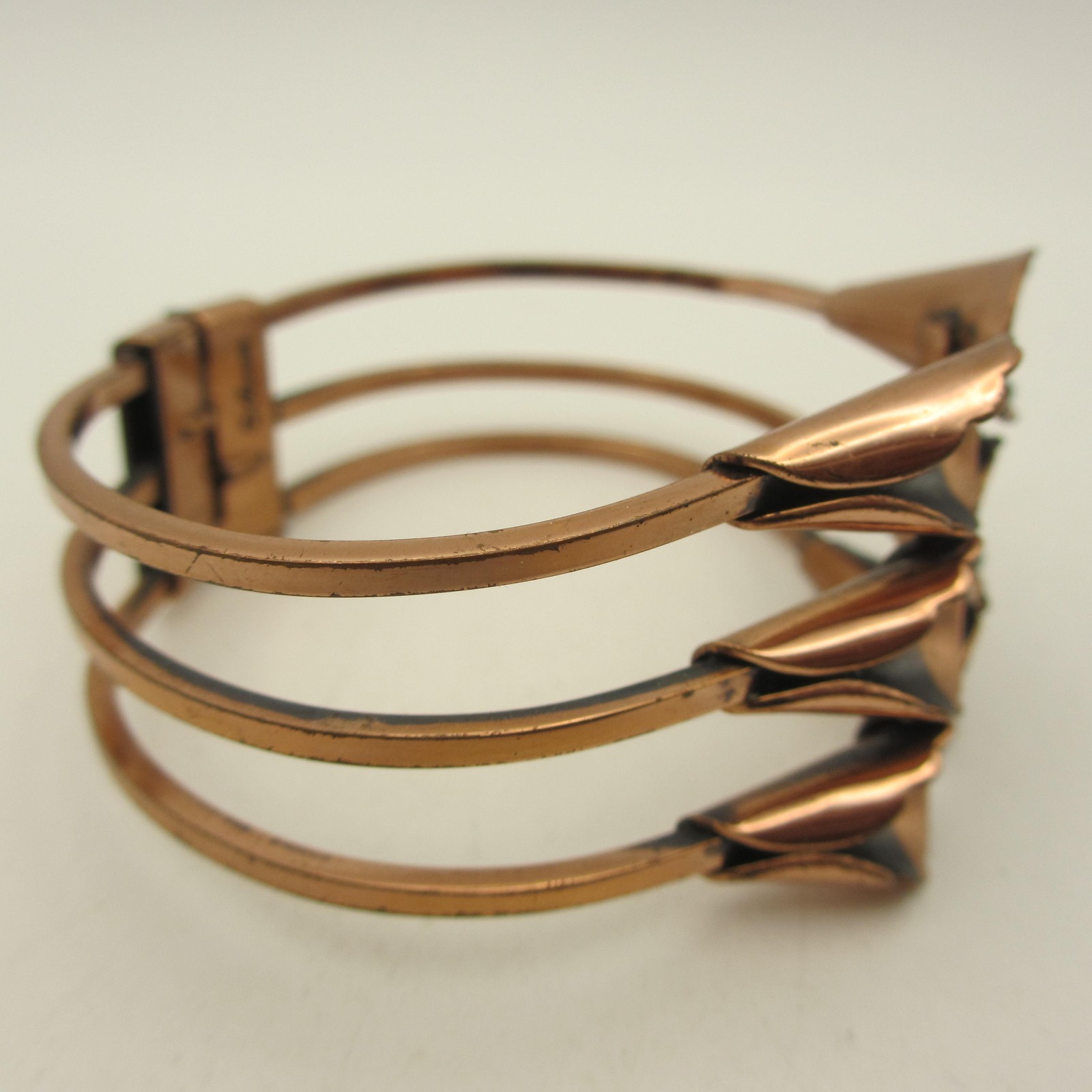 Vintage Renoir Bracelet Copper Calla Lilly Hinged Cuff