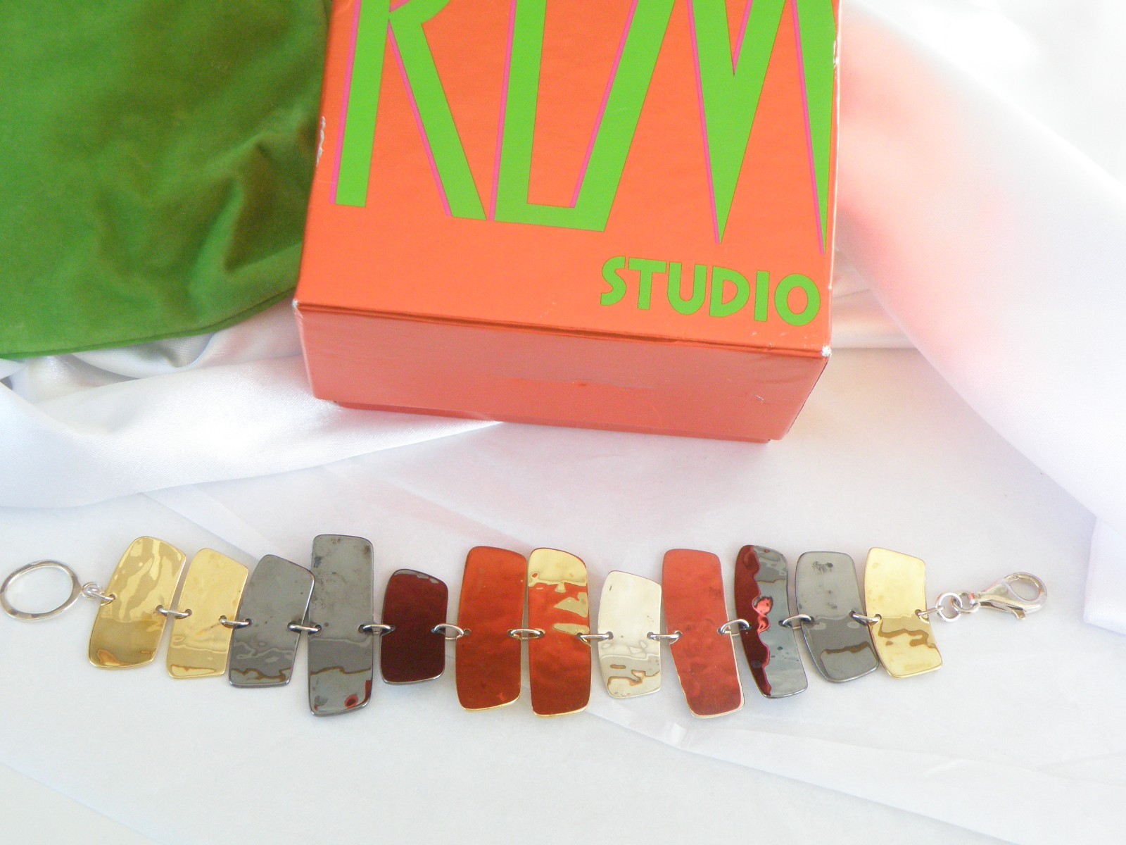 RLM Studio 925 Sterling Silver 925 Mixed Metal Modernist Statement Bracelet 8″